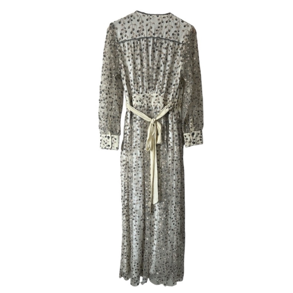 NWT Blank London Phileena Ivory Grey Metallic Wrap Maxi Dress Small Reg. $372 - Picture 8 of 11
